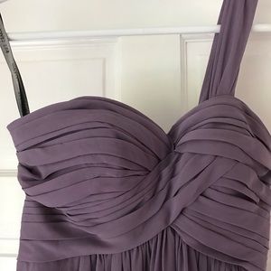 Bridesmaid long chiffon Soft lavender One shoulder